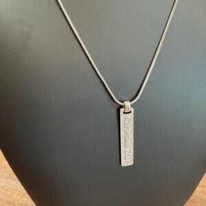 Vintage Dior Tag Necklace - Antique Silver